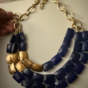 Stella & Dot Gold and Navy Necklace